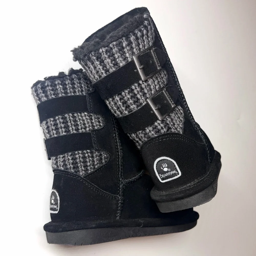 Bearpaw Girl's Boshie Black Suede Water Resistant Boots - Size 13